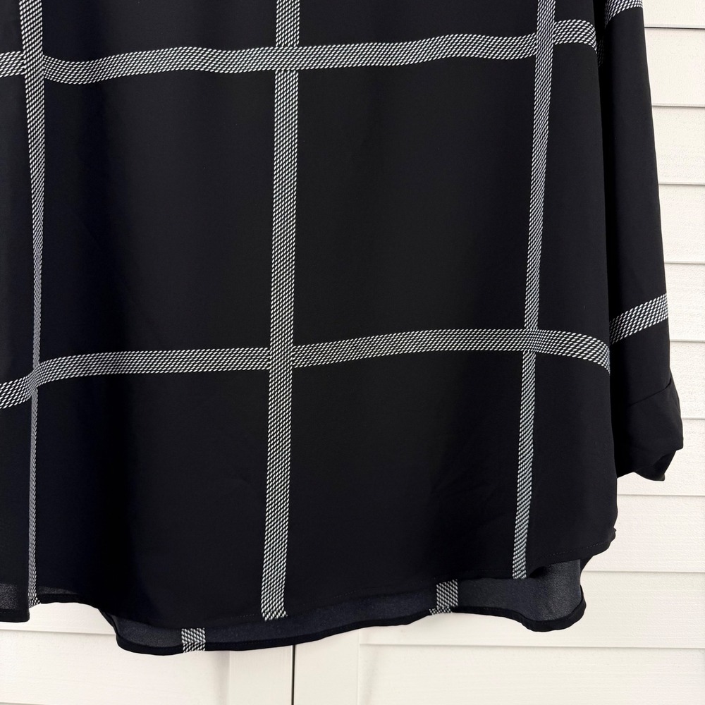 41 Hawthorn Bixby Scoop Neck Blouse Women XL Black Windowpane Plaid NEW - Picture 13 of 15